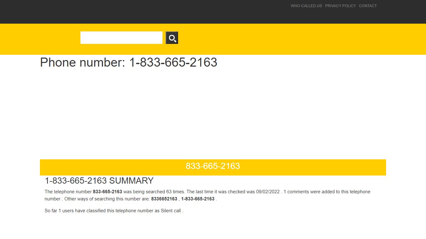 833-665-2163 / 8336652163 - who called me ? | who-called.us